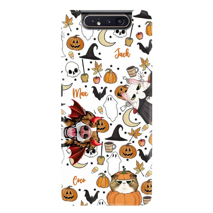 Custom Personalized Halloween Pet Phone Case - Upto 3 Pets - Gift Idea For Dog/Cat Owners - Case for iPhone/Samsung