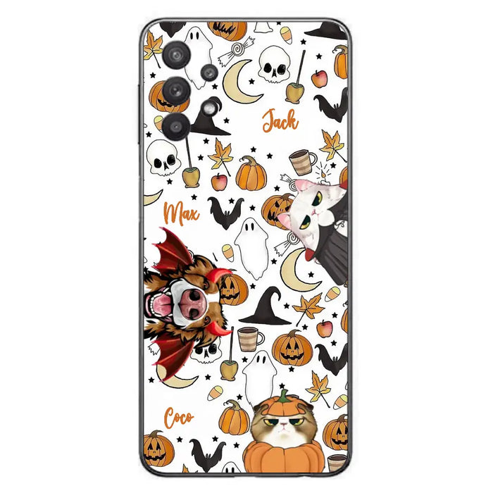 Custom Personalized Halloween Pet Phone Case - Upto 3 Pets - Gift Idea For Dog/Cat Owners - Case for iPhone/Samsung