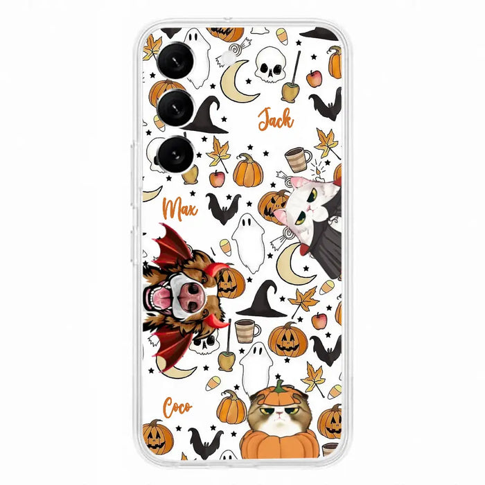 Custom Personalized Halloween Pet Phone Case - Upto 3 Pets - Gift Idea For Dog/Cat Owners - Case for iPhone/Samsung