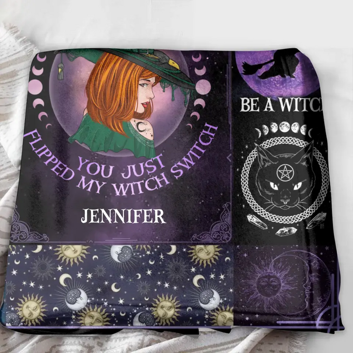 Custom Personalized Witch Quilt/Single Layer Fleece Blanket - Halloween Gift Idea For Witch Lovers - Buckle Up Buttercup