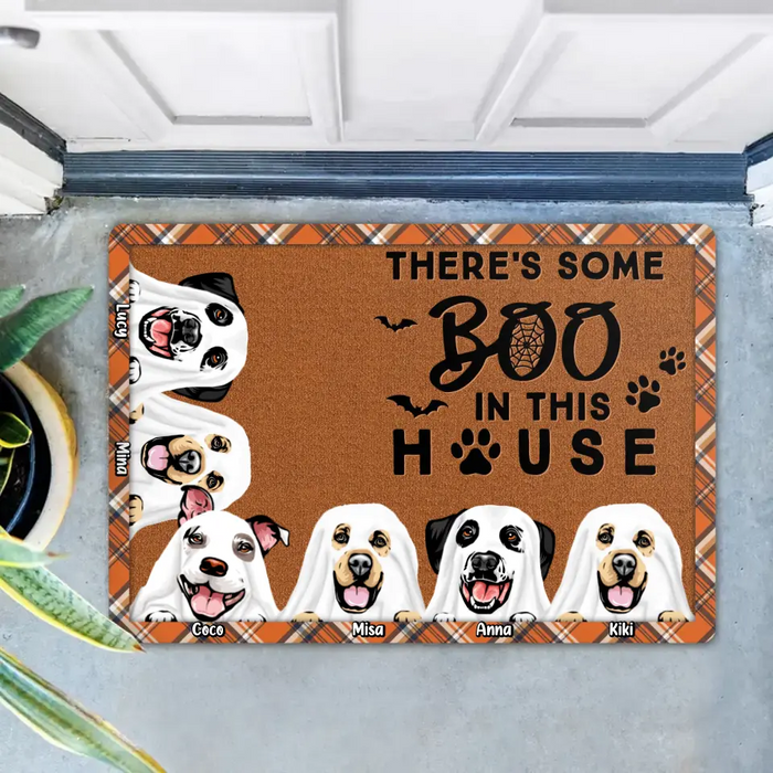 Custom Personalized Halloween Dogs Doormat - Upto 6 Dogs -  Halloween Gift Idea For Dog Lovers - There's Some Boo Sheets In This House