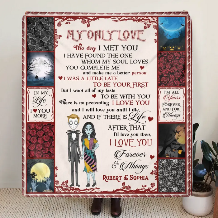 Custom Personalized Halloween Couple Single Layer Fleece/Quilt Blanket - Gift Idea For Couple/Halloween - I Love You Forever & Always