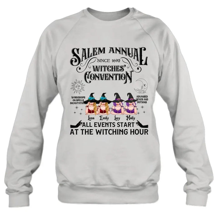 Personalized Halloween Witch Shirt/ Hoodie - Gift Idea For Halloween/Besties - Upto 4 Witches - Salem Annual Since 1692 Witches' Convention