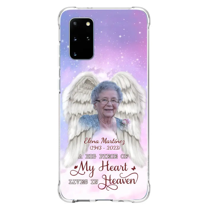 Custom Personalized Memorial Photo Phone Case - Memorial Gift Idea for Family - A Big Piece Of My Heart Lives In Heaven - Case for iPhone/Samsung