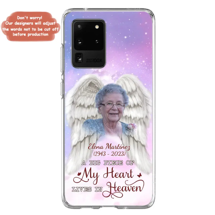 Custom Personalized Memorial Photo Phone Case - Memorial Gift Idea for Family - A Big Piece Of My Heart Lives In Heaven - Case for iPhone/Samsung