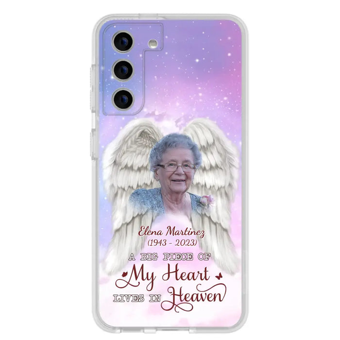 Custom Personalized Memorial Photo Phone Case - Memorial Gift Idea for Family - A Big Piece Of My Heart Lives In Heaven - Case for iPhone/Samsung