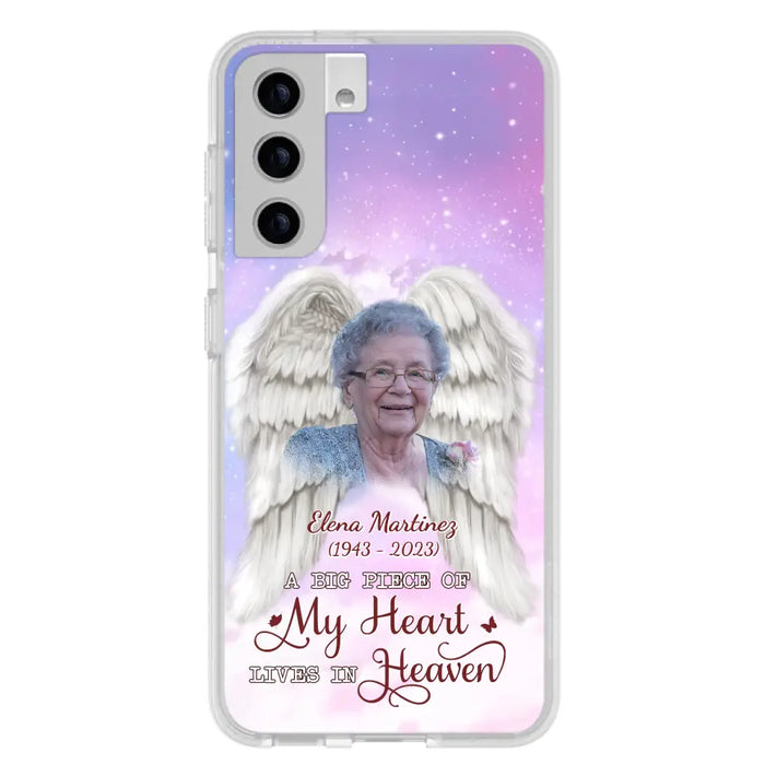 Custom Personalized Memorial Photo Phone Case - Memorial Gift Idea for Family - A Big Piece Of My Heart Lives In Heaven - Case for iPhone/Samsung