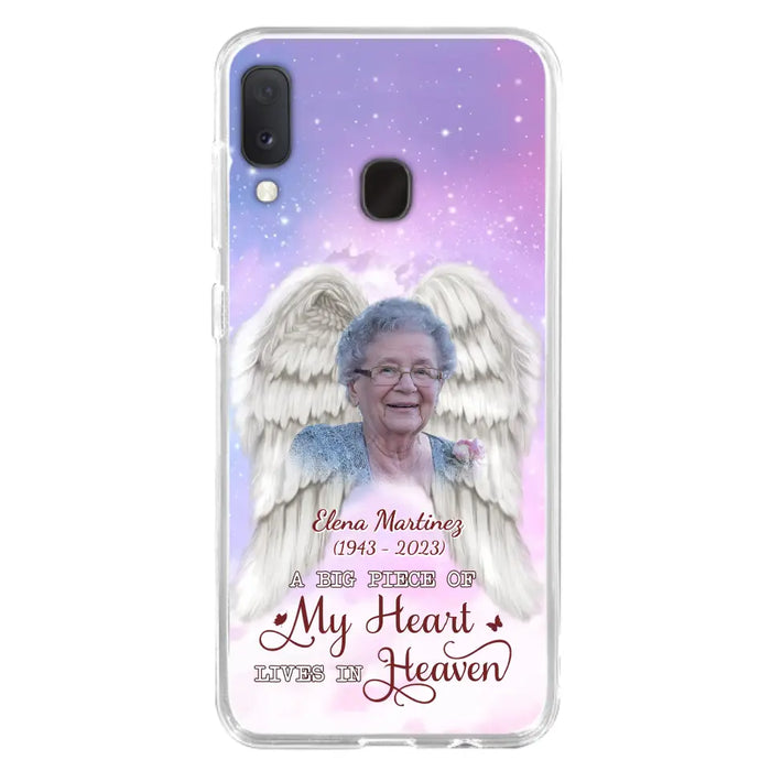 Custom Personalized Memorial Photo Phone Case - Memorial Gift Idea for Family - A Big Piece Of My Heart Lives In Heaven - Case for iPhone/Samsung