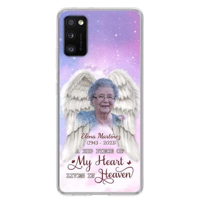 Custom Personalized Memorial Photo Phone Case - Memorial Gift Idea for Family - A Big Piece Of My Heart Lives In Heaven - Case for iPhone/Samsung