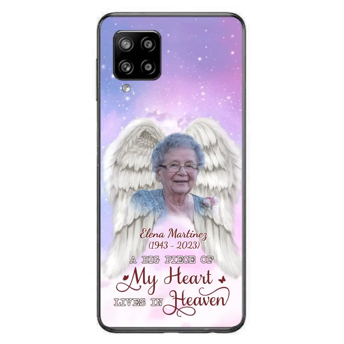 Custom Personalized Memorial Photo Phone Case - Memorial Gift Idea for Family - A Big Piece Of My Heart Lives In Heaven - Case for iPhone/Samsung