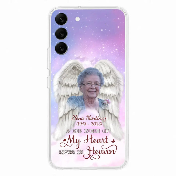 Custom Personalized Memorial Photo Phone Case - Memorial Gift Idea for Family - A Big Piece Of My Heart Lives In Heaven - Case for iPhone/Samsung