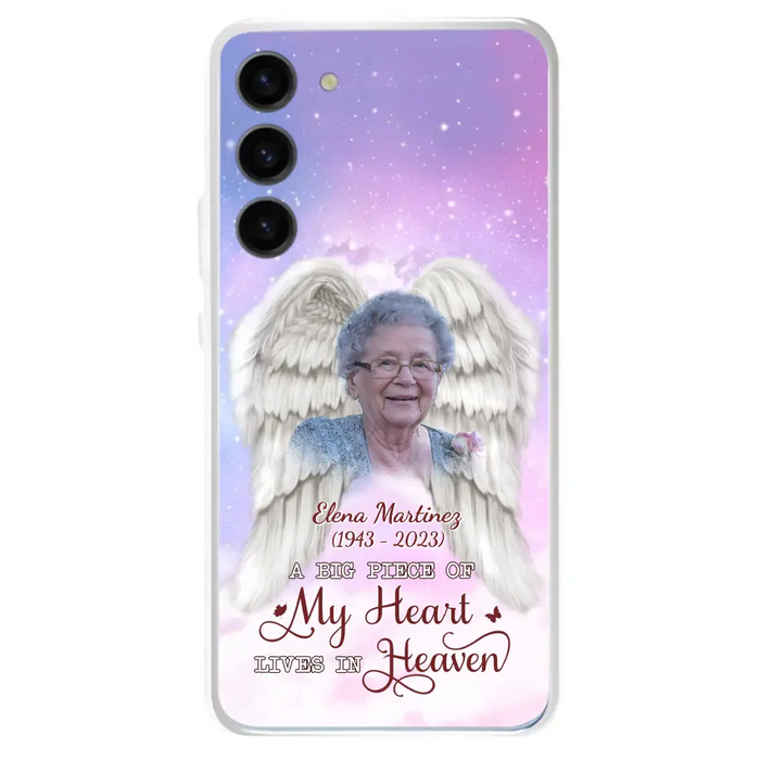 Custom Personalized Memorial Photo Phone Case - Memorial Gift Idea for Family - A Big Piece Of My Heart Lives In Heaven - Case for iPhone/Samsung