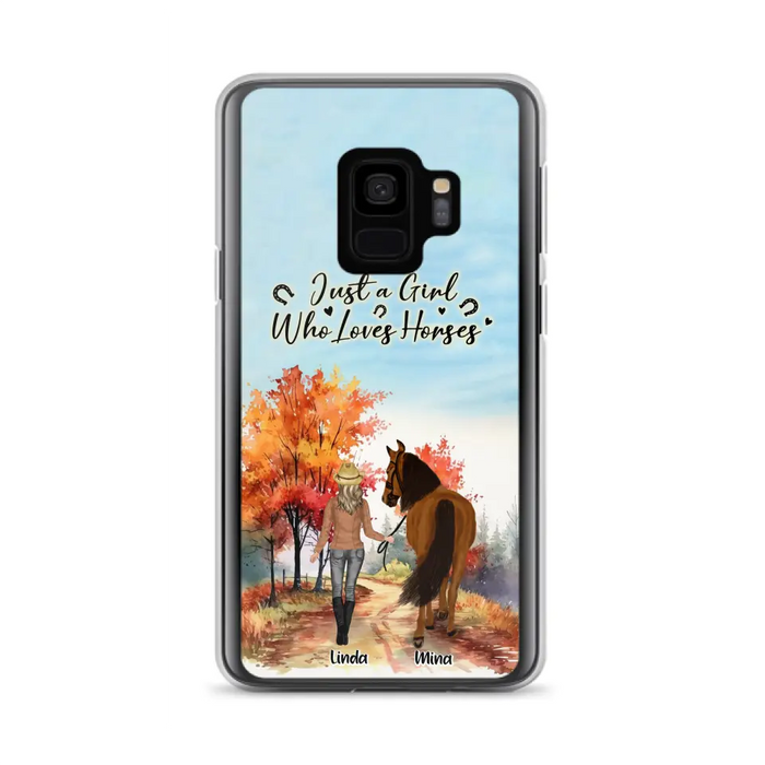 Custom Personalized Horse Girl Fall Season Phone Case - Gift Idea For Horse Lovers - Up To 6 Horses - Just A Girl Who Loves Horses - Cases For iPhone/Samsung