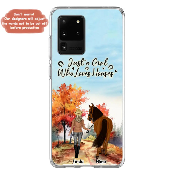 Custom Personalized Horse Girl Fall Season Phone Case - Gift Idea For Horse Lovers - Up To 6 Horses - Just A Girl Who Loves Horses - Cases For iPhone/Samsung