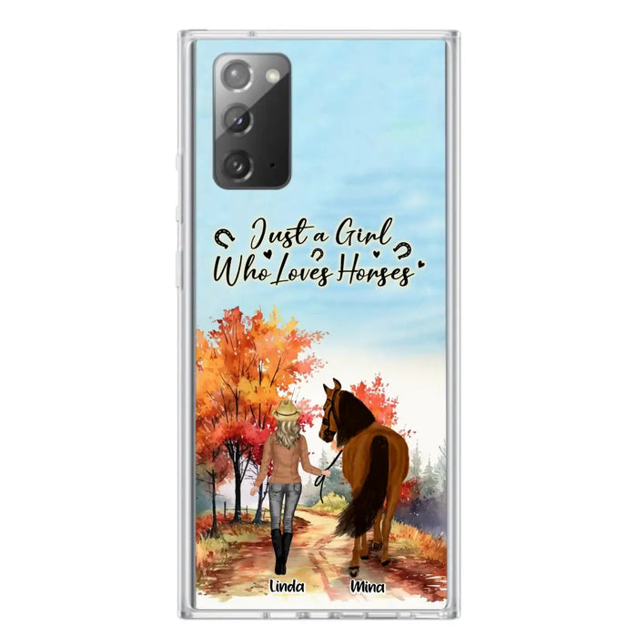 Custom Personalized Horse Girl Fall Season Phone Case - Gift Idea For Horse Lovers - Up To 6 Horses - Just A Girl Who Loves Horses - Cases For iPhone/Samsung