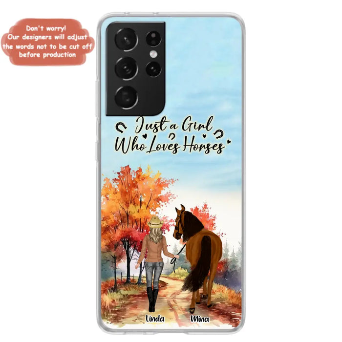 Custom Personalized Horse Girl Fall Season Phone Case - Gift Idea For Horse Lovers - Up To 6 Horses - Just A Girl Who Loves Horses - Cases For iPhone/Samsung