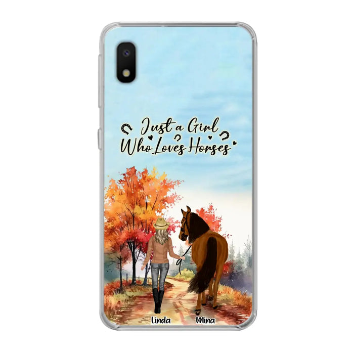 Custom Personalized Horse Girl Fall Season Phone Case - Gift Idea For Horse Lovers - Up To 6 Horses - Just A Girl Who Loves Horses - Cases For iPhone/Samsung