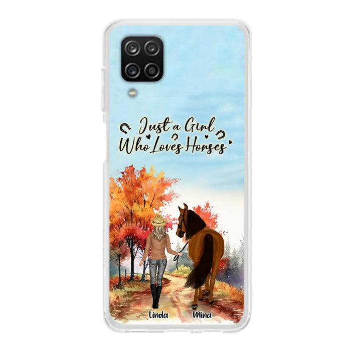 Custom Personalized Horse Girl Fall Season Phone Case - Gift Idea For Horse Lovers - Up To 6 Horses - Just A Girl Who Loves Horses - Cases For iPhone/Samsung