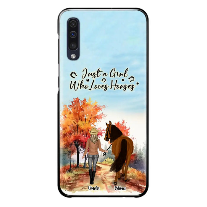 Custom Personalized Horse Girl Fall Season Phone Case - Gift Idea For Horse Lovers - Up To 6 Horses - Just A Girl Who Loves Horses - Cases For iPhone/Samsung