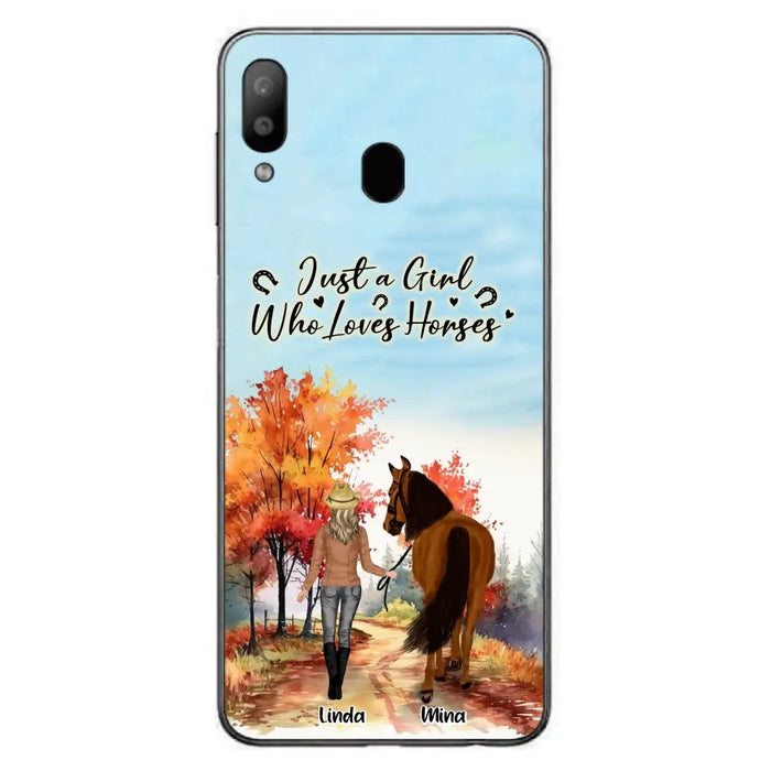 Custom Personalized Horse Girl Fall Season Phone Case - Gift Idea For Horse Lovers - Up To 6 Horses - Just A Girl Who Loves Horses - Cases For iPhone/Samsung