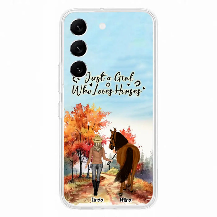 Custom Personalized Horse Girl Fall Season Phone Case - Gift Idea For Horse Lovers - Up To 6 Horses - Just A Girl Who Loves Horses - Cases For iPhone/Samsung