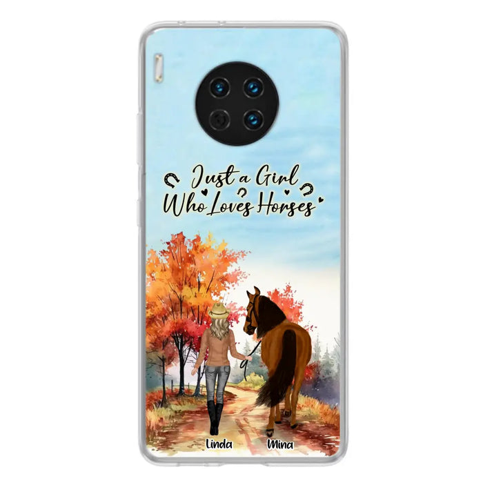 Custom Personalized Horse Girl Fall Season Phone Case - Gift Idea For Horse Lovers - Up To 6 Horses - Just A Girl Who Loves Horses - Cases For Xiaomi/ Oppo/ Huawei