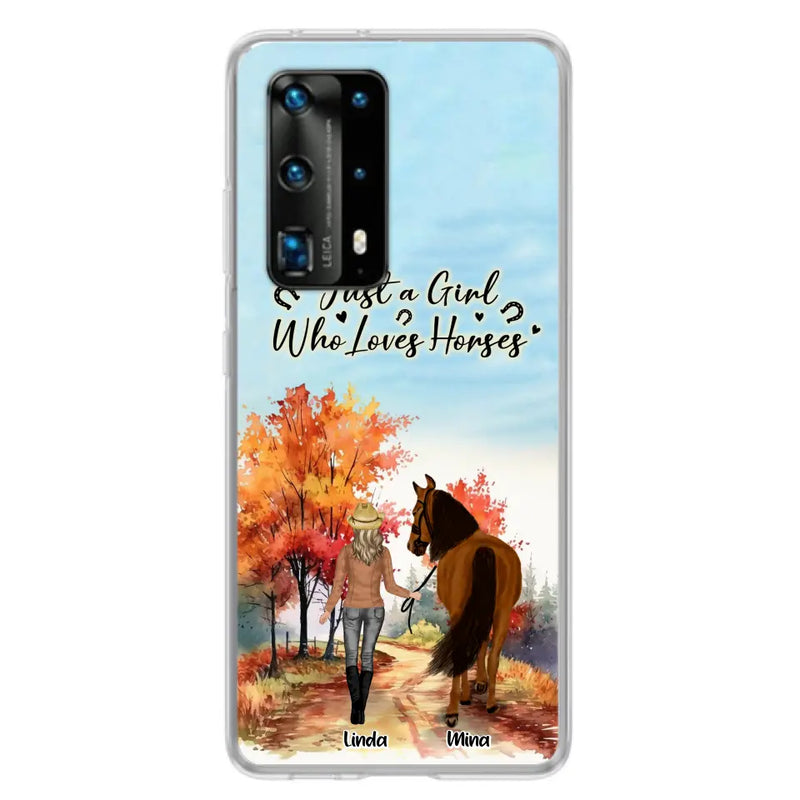 Custom Personalized Horse Girl Fall Season Phone Case - Gift Idea For Horse Lovers - Up To 6 Horses - Just A Girl Who Loves Horses - Cases For Xiaomi/ Oppo/ Huawei