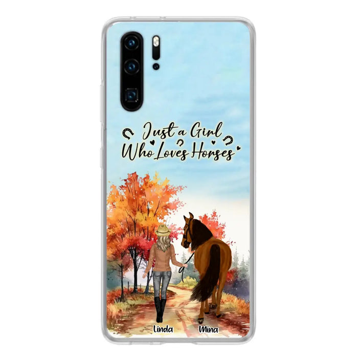 Custom Personalized Horse Girl Fall Season Phone Case - Gift Idea For Horse Lovers - Up To 6 Horses - Just A Girl Who Loves Horses - Cases For Xiaomi/ Oppo/ Huawei