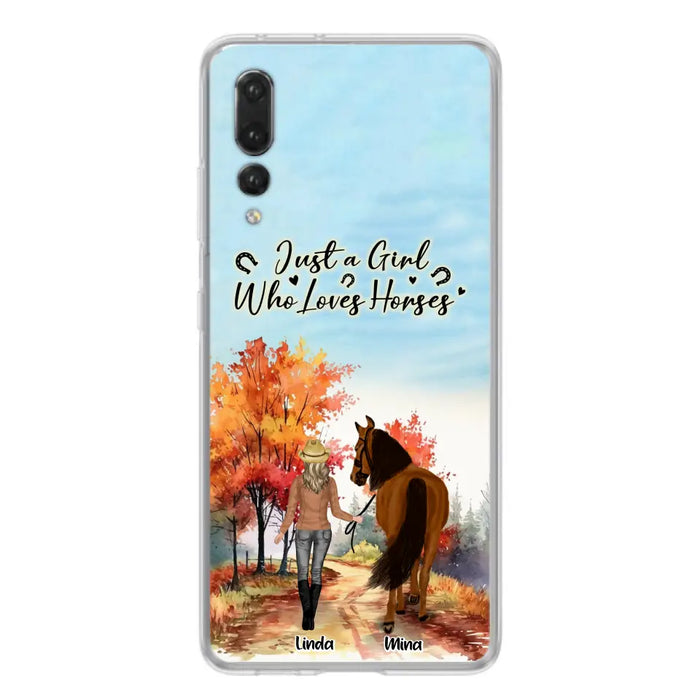 Custom Personalized Horse Girl Fall Season Phone Case - Gift Idea For Horse Lovers - Up To 6 Horses - Just A Girl Who Loves Horses - Cases For Xiaomi/ Oppo/ Huawei