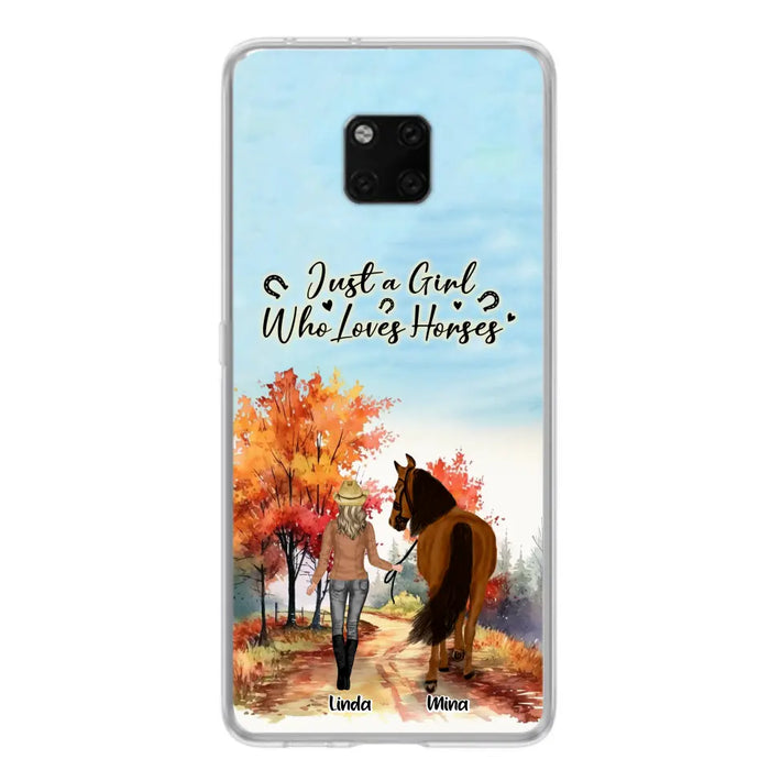 Custom Personalized Horse Girl Fall Season Phone Case - Gift Idea For Horse Lovers - Up To 6 Horses - Just A Girl Who Loves Horses - Cases For Xiaomi/ Oppo/ Huawei