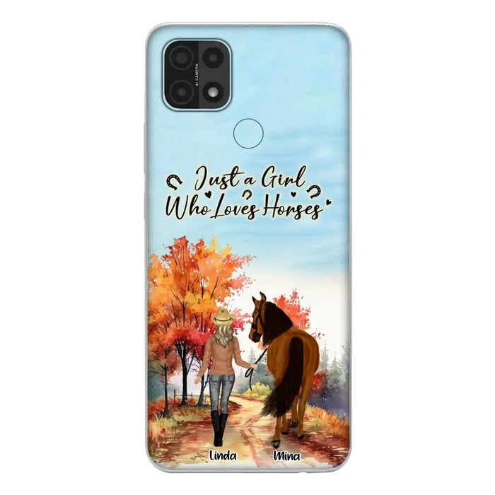 Custom Personalized Horse Girl Fall Season Phone Case - Gift Idea For Horse Lovers - Up To 6 Horses - Just A Girl Who Loves Horses - Cases For Xiaomi/ Oppo/ Huawei