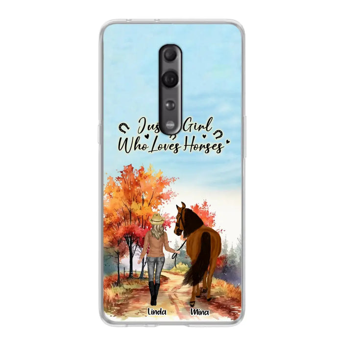 Custom Personalized Horse Girl Fall Season Phone Case - Gift Idea For Horse Lovers - Up To 6 Horses - Just A Girl Who Loves Horses - Cases For Xiaomi/ Oppo/ Huawei