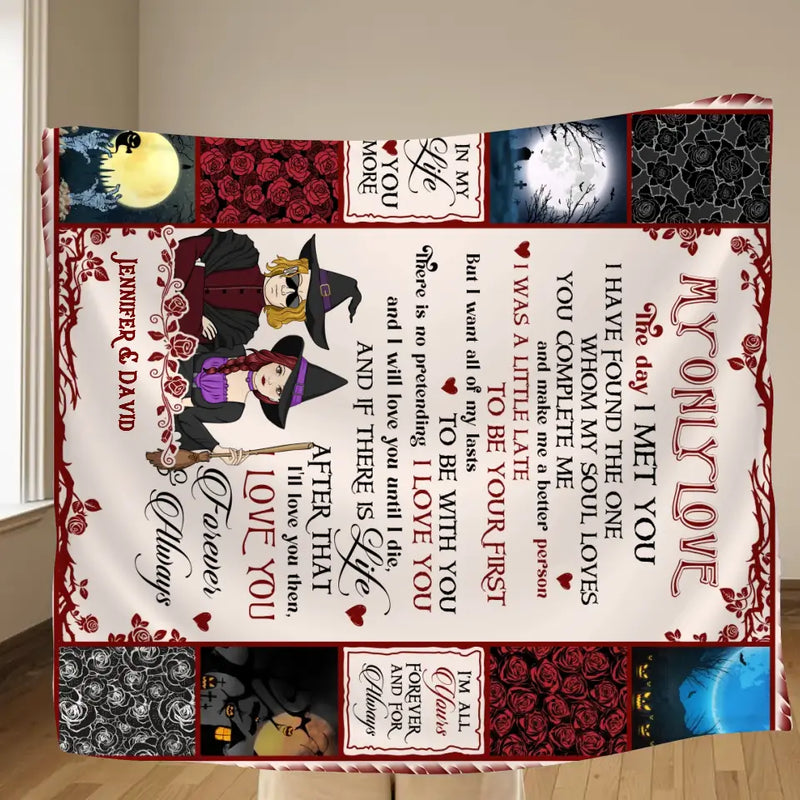 Personalized Halloween Couple Fleece Throw Blanket/Quilt - Gift Idea For Couple/Halloween - My Only Love