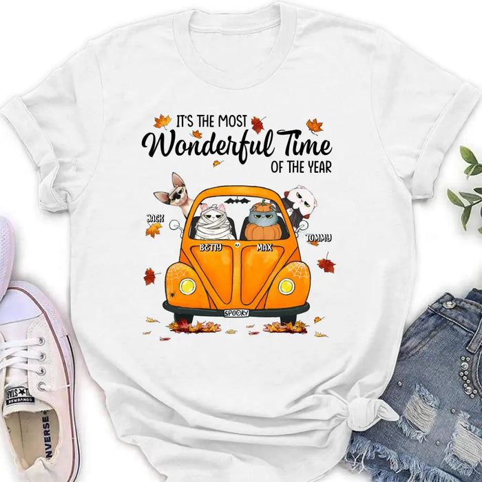 Custom Personalized Pet Shirt/Hoodie - Autumn Gift For Cat/ Dog Lover - Upto 4 Pets - It's The Most Wonderful Time Of The Year