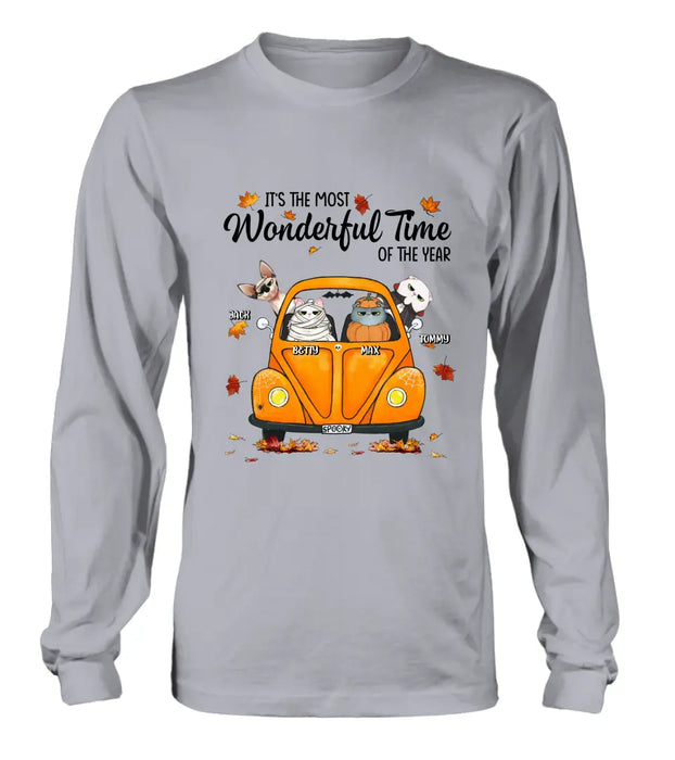 Custom Personalized Pet Shirt/Hoodie - Autumn Gift For Cat/ Dog Lover - Upto 4 Pets - It's The Most Wonderful Time Of The Year