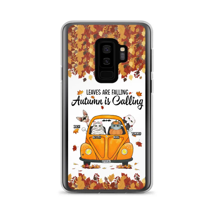 Custom Personalized Pet Phone Case - Gift Idea For Cat/Dog Lovers - Upto 4 Pets -  Case For iPhone/Samsung - Leaves Are Falling Autumn Is Calling