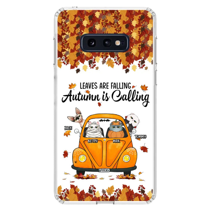 Custom Personalized Pet Phone Case - Gift Idea For Cat/Dog Lovers - Upto 4 Pets -  Case For iPhone/Samsung - Leaves Are Falling Autumn Is Calling