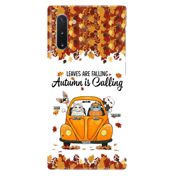 Custom Personalized Pet Phone Case - Gift Idea For Cat/Dog Lovers - Upto 4 Pets -  Case For iPhone/Samsung - Leaves Are Falling Autumn Is Calling