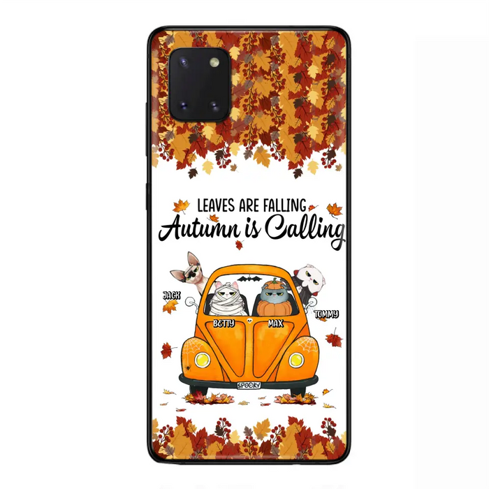 Custom Personalized Pet Phone Case - Gift Idea For Cat/Dog Lovers - Upto 4 Pets -  Case For iPhone/Samsung - Leaves Are Falling Autumn Is Calling