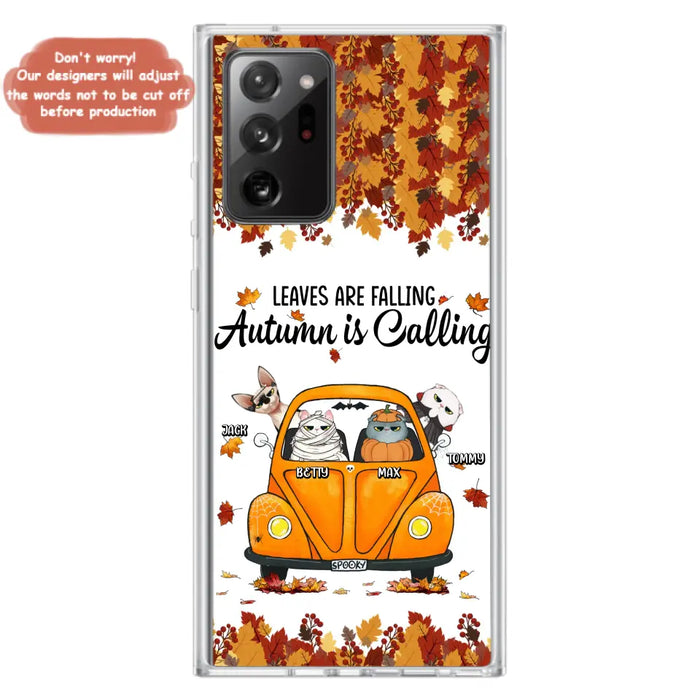 Custom Personalized Pet Phone Case - Gift Idea For Cat/Dog Lovers - Upto 4 Pets -  Case For iPhone/Samsung - Leaves Are Falling Autumn Is Calling