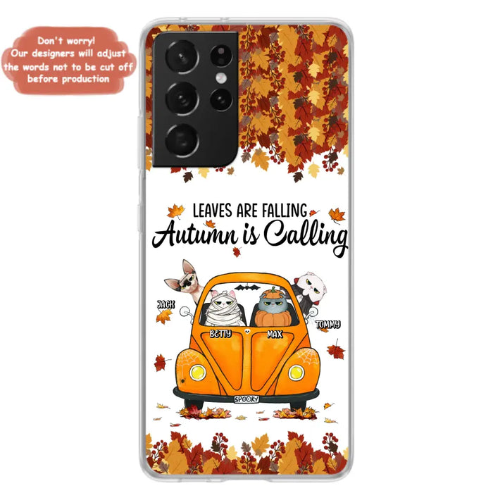 Custom Personalized Pet Phone Case - Gift Idea For Cat/Dog Lovers - Upto 4 Pets -  Case For iPhone/Samsung - Leaves Are Falling Autumn Is Calling