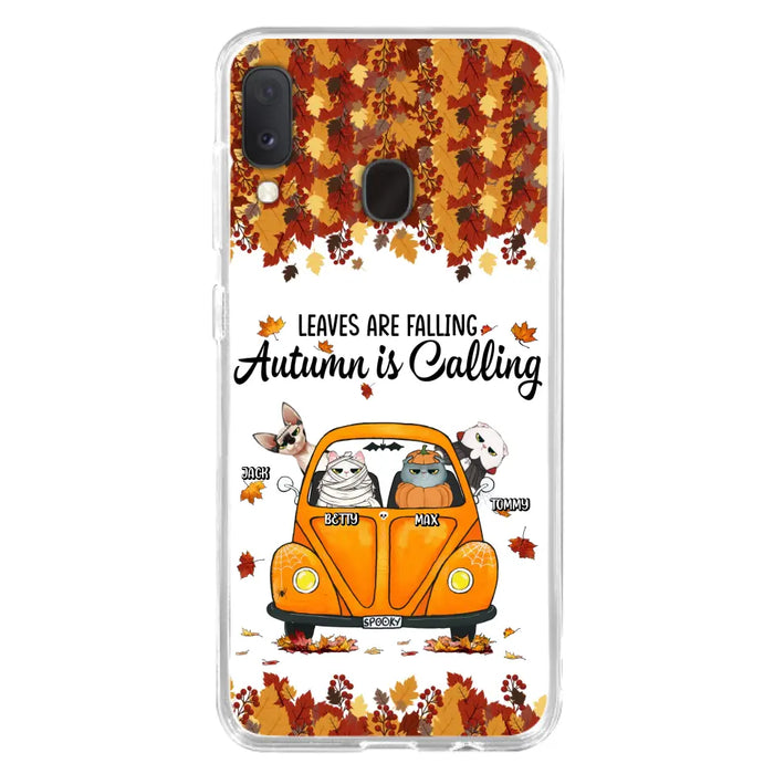 Custom Personalized Pet Phone Case - Gift Idea For Cat/Dog Lovers - Upto 4 Pets -  Case For iPhone/Samsung - Leaves Are Falling Autumn Is Calling