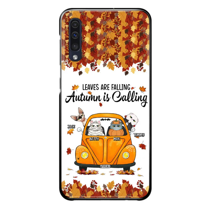 Custom Personalized Pet Phone Case - Gift Idea For Cat/Dog Lovers - Upto 4 Pets -  Case For iPhone/Samsung - Leaves Are Falling Autumn Is Calling