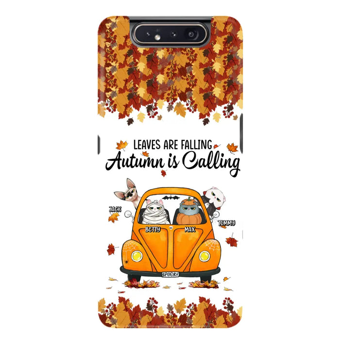 Custom Personalized Pet Phone Case - Gift Idea For Cat/Dog Lovers - Upto 4 Pets -  Case For iPhone/Samsung - Leaves Are Falling Autumn Is Calling