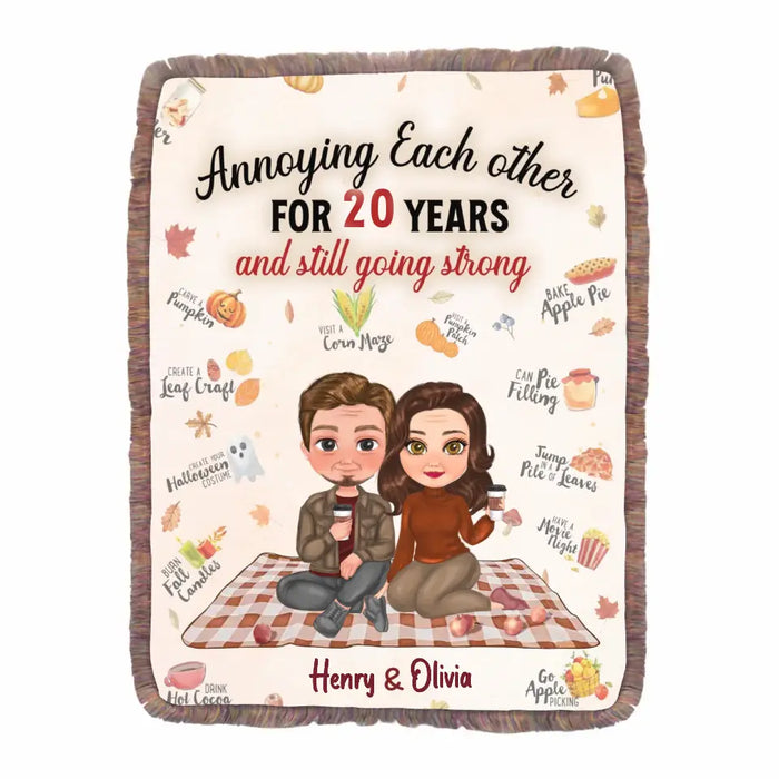 Custom Personalized Couple Fringe Blanket - Gift Idea For Couple/Anniversary - Annoying Each Other For 20 Years And Still Going Strong