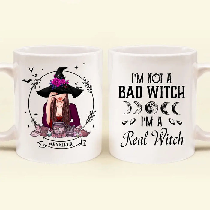 Custom Personalized Witch Coffee Mug - Gift Idea For Halloween/Witch Lovers - I'm Not A Bad Witch I'm A Real Witch