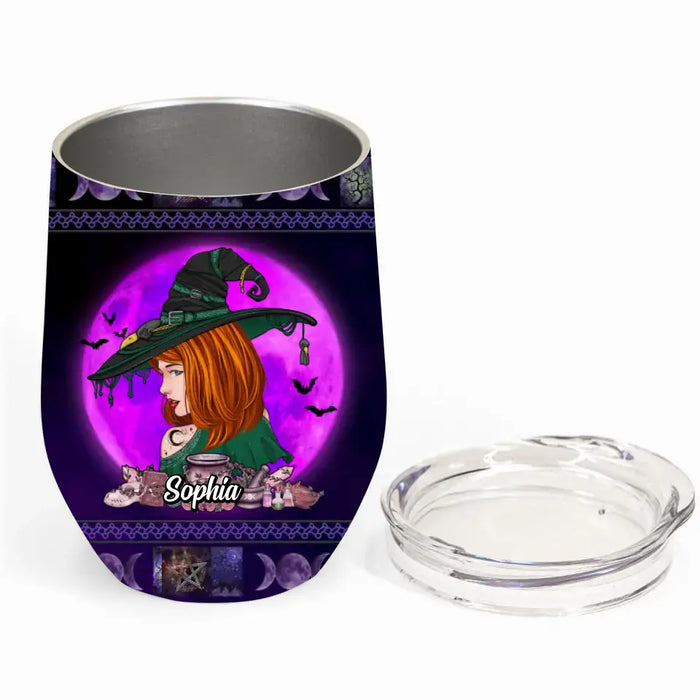 Custom Personalized Witch Wine Tumbler - Gift Idea For Halloween/Witch Lover - I'm Not A Bad Witch I'm A Real Witch