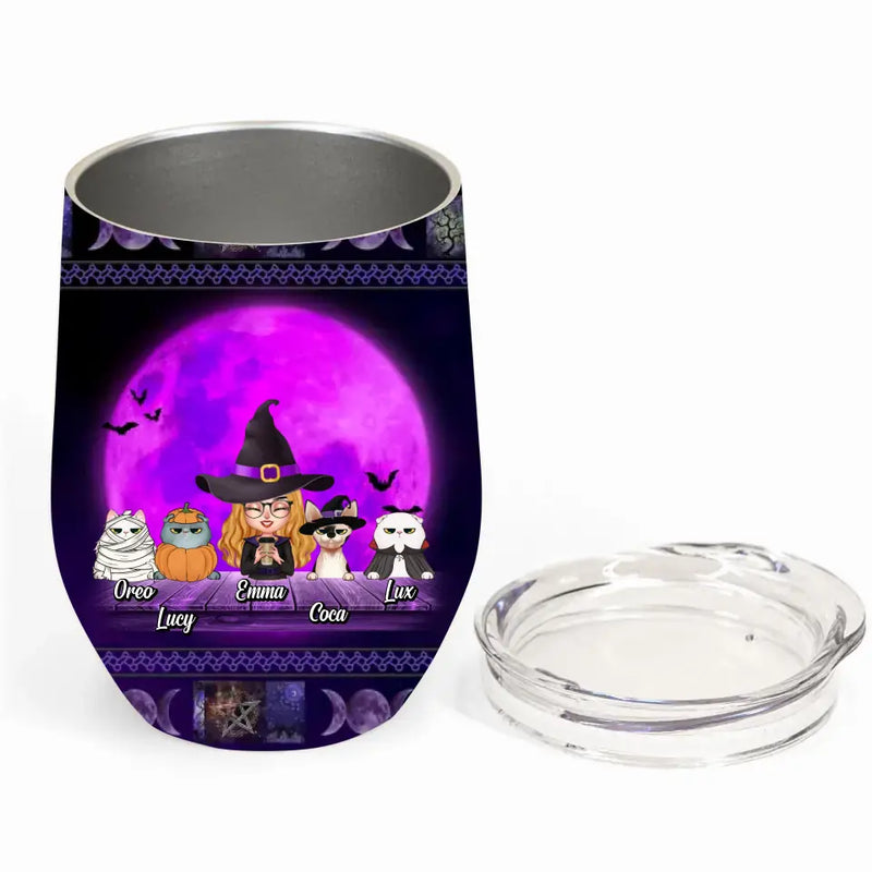 Personalized Witch Wine Tumbler - Gift Idea For Halloween/Witch Lover - Up to 4 Pets - I'm A Real Witch