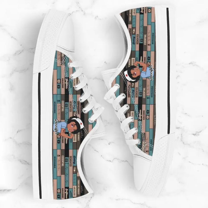 Personalized Nurse Low Top Sneakers - Gift Idea For Nurse/ Friend/ Birthday