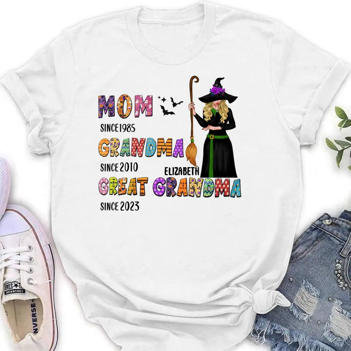 Personalized Halloween Witch Shirt/ Hoodie - Gift Idea For Halloween - Mom Since 1985 Grandma Since 2010